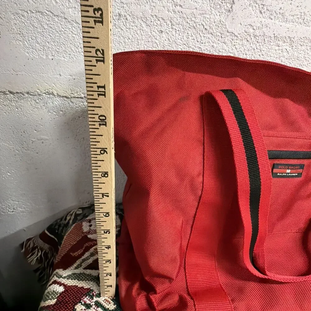 Vintage Polo Sport Ralph Lauren Red Duffel Gym Travel Bag USA 1990s